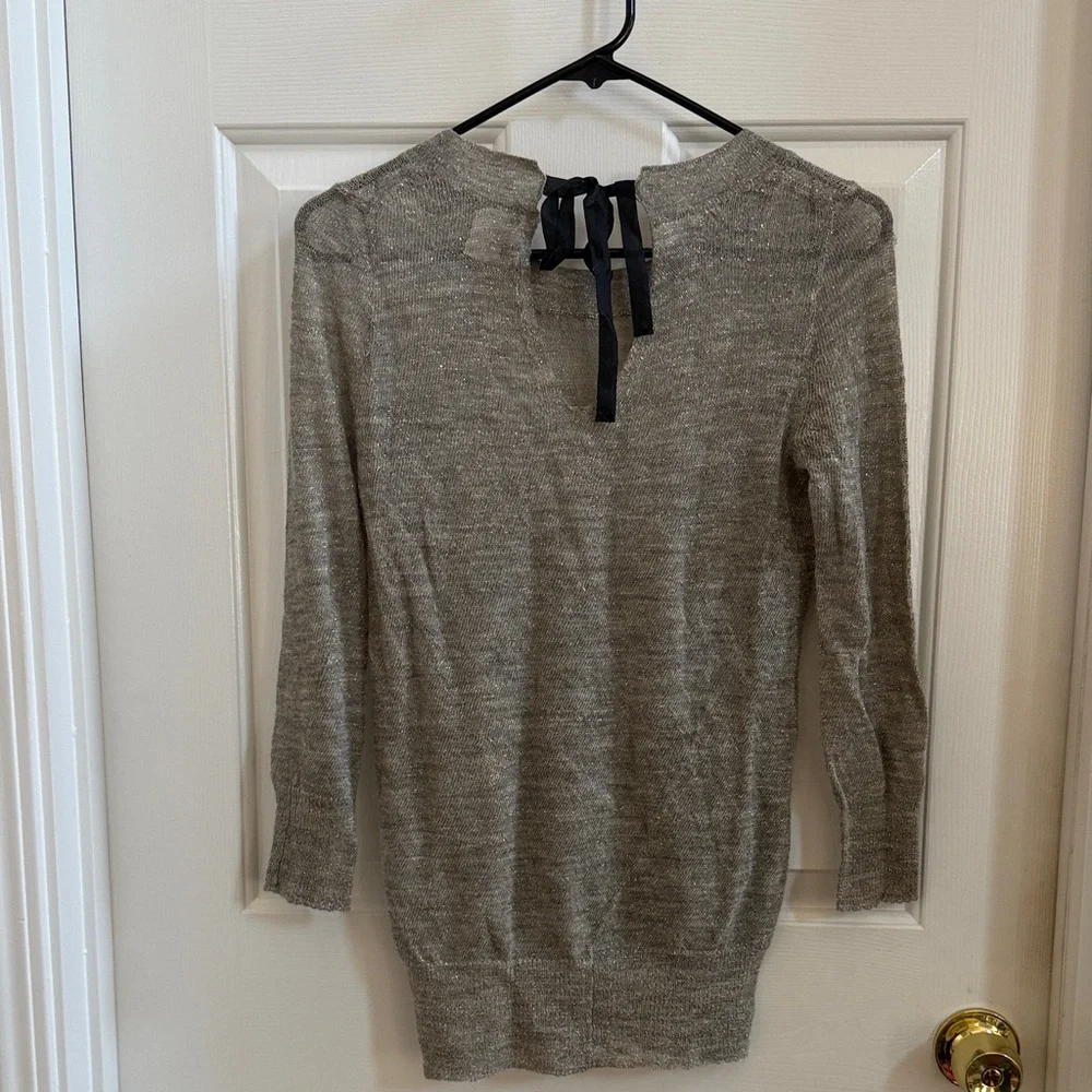 J. Crew Gray & Gold Metallic Sweater